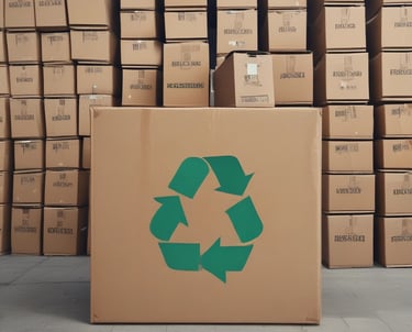 A large pile of household waste, primarily consisting of plastic bags filled with various types of cartons and bottles. The waste is organized in transparent bags with visible branding and labels.