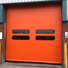 red pvcfab speed door with windows