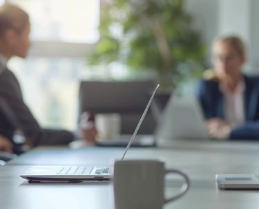 Geschäftspersonen diskutieren am Tisch über betriebliche Altersvorsorge und Ruhestandsplanung