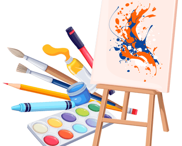 "Icon representing painting tuition availability with a paintbrush and canvas."