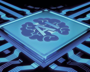 Futuristic AI chip symbolizing artificial intelligence infrastructure investment in the Middle East