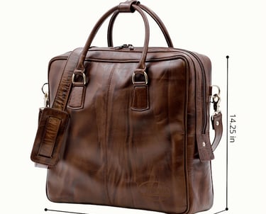 a brown leather briefcase bag with a brown leather briefcase