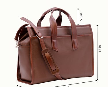 a brown briefcase bag with a brown leather briefcase