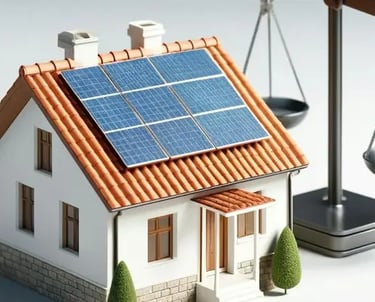 maison avec des panneaux sur le toit coté sud nord est ouest