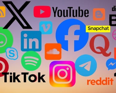 a group of social media and social media logos and icons