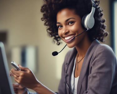 a woman sitting in a chair with a tablet