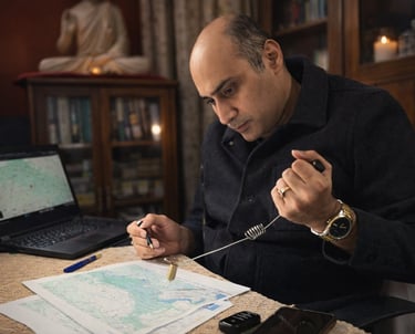 Dr. Prabal Frank Nandwani performing forensic map dowsing to locate a missing vehicle.