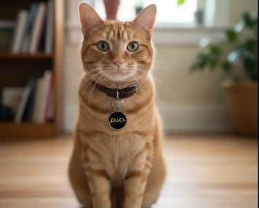 Cat wearing Black Purr Tag