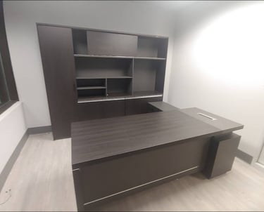 Professional executive desk and hutch assembly in a Georgia office