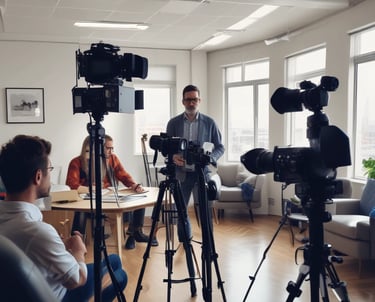 a person sitting in front of a table with a computer on it