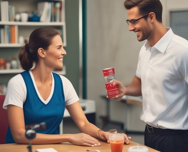a man and woman sitting at a table