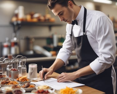 Two workers dressed in protective clothing are inspecting and sorting green leafy vegetables on a blue conveyor belt inside a factory setting. The environment is clean with green and white walls, and there are pieces of industrial equipment and yellow forklifts in the background.