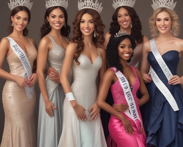 A modern beauty pageant scene showcasing empowered married women.