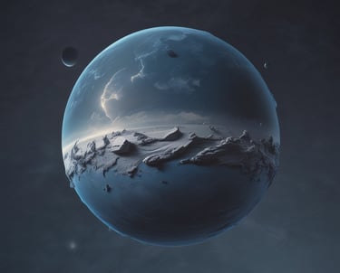 a red planet with a moon in the background