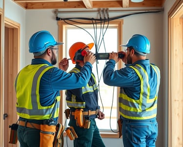 Workers wiring residential build — TrinityLinc contractor cabling Ontario