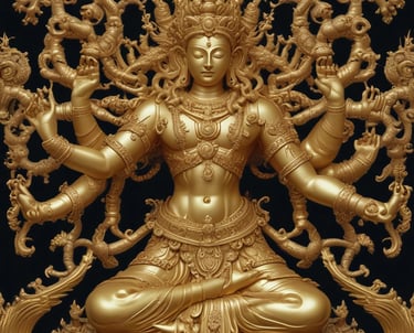 A peaceful gathering of diverse people meditating together outdoors at sunset.