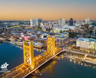 Sacramento Tower Bridge at sunset — Stan Consulting, Roseville CA web design and marketing strategy