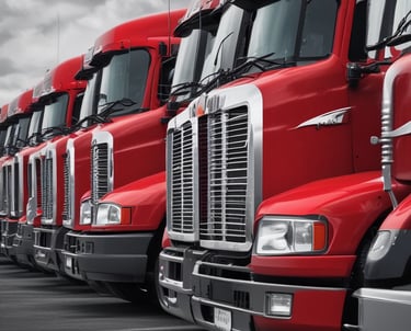 A professional truck driver navigating a scenic highway with a clear blue sky.