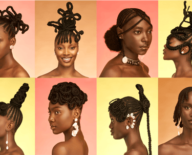 A group of African women in large braided avante garde African Hair styles
