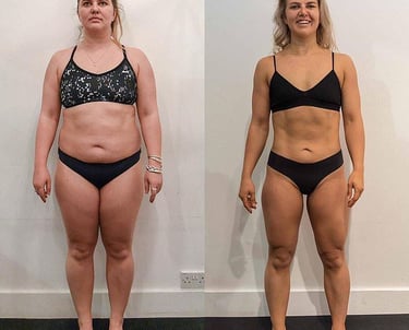 Transformação corporal com dieta saudável e treino em casa. Emagrecimento garantido.