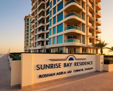 a sign that says sunrise bay residence