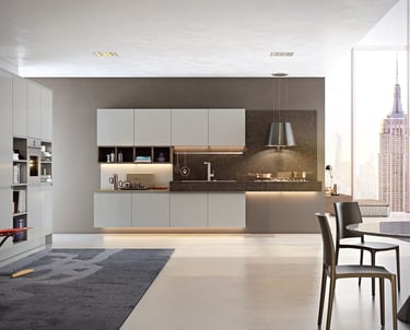 Luxury kitchen layout with soft-close drawers and LED lighting