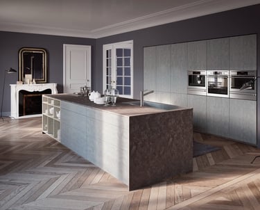 Built-in appliances integrated with Italian kitchen cabinetry