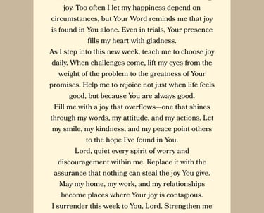 Joy in the Journey – Sunday Prayer