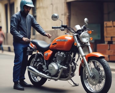 A person is carrying a heavy bag labeled 'RAMCO' over their shoulder. The person is wearing a head covering and a pink cloth around the neck while loading bags into a vehicle.