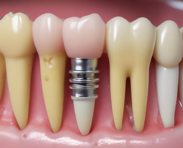 A gloved hand is holding a transparent dental aligner with a dental case in the background. The glove and case are both blue, and the aligner appears to be made of clear plastic.