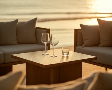 a table with wine glasses and wine glasses