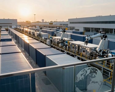 A close-up of recycled plastic flakes blending with raw polymer pellets.