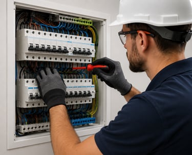 Pose d’un tableau électrique moderne dans le cadre d’une installation électrique résidentielle.