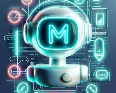a robot with a headphones and headphones