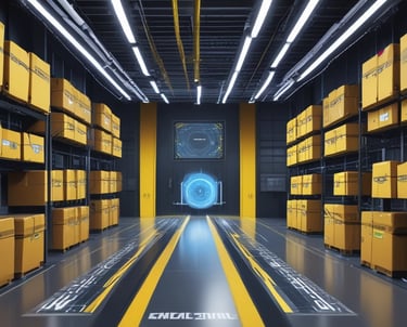 A tall metal lattice tower stretches into the cloudy sky, equipped with several horizontal antennas. The structure is framed against a backdrop of white and gray clouds, with a glimpse of blue sky peeking through.