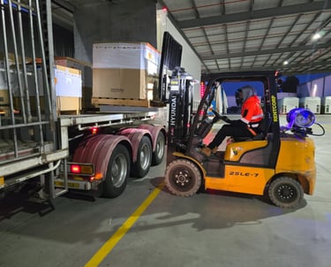 Unloading freight with a forklift