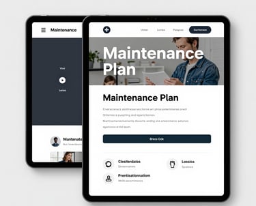 Technician in blue uniform inspecting an outdoor AC unit for a professional HVAC maintenance plan.