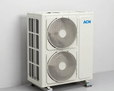 Modern air conditioning unit being serviced on a sunny Nashville rooftop.