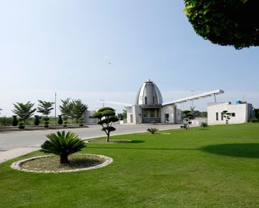 a white church with a large white tower