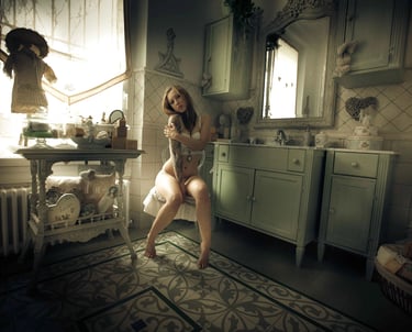 Henrick photo Boudoir a woman in a white dress is posing for a picture