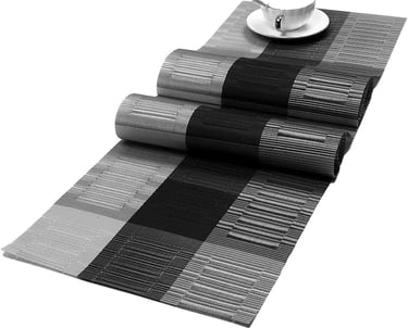 Black and Gray Industrial Table Runner for Dining Room