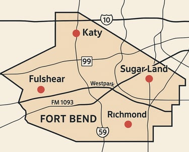 A SERVICE MAP FOR FLOOR INSTALLATIONS IN KATY, RICHMOND, FULSHEAR, AND SUGARLAND