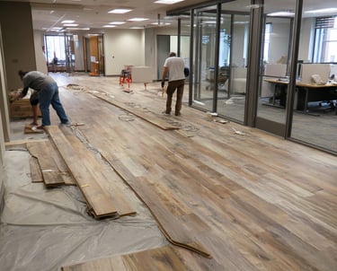 Commercial flooring installation in Cinco Ranch TX office space by Next Floors LLC