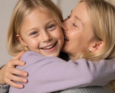 Enfant heureuse d'avoir reçu un cadeau de sa maman