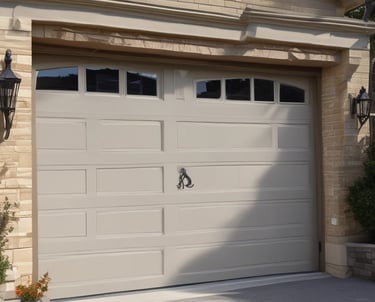 A technician repairing a garage door.
