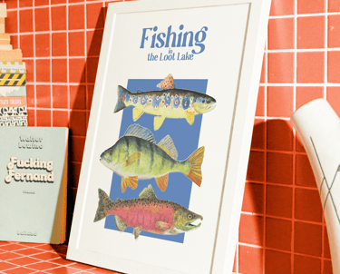 Fishing Poster Mockup Orange tiles