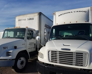 Local Arizona CDL dock cube box trucks, serving Phx, Scottsdale, Mesa, Tempe, Gilbert, Glendale