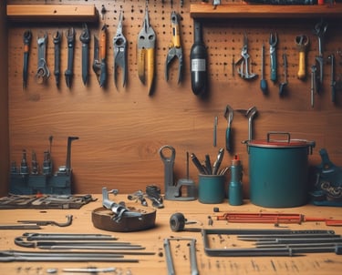 A workshop with various electrical repair tools and equipment.