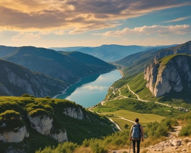 A group of tourists engaging in eco-friendly activities in the Balkans.