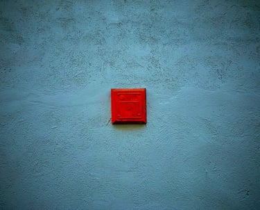 A red square painted on a wall